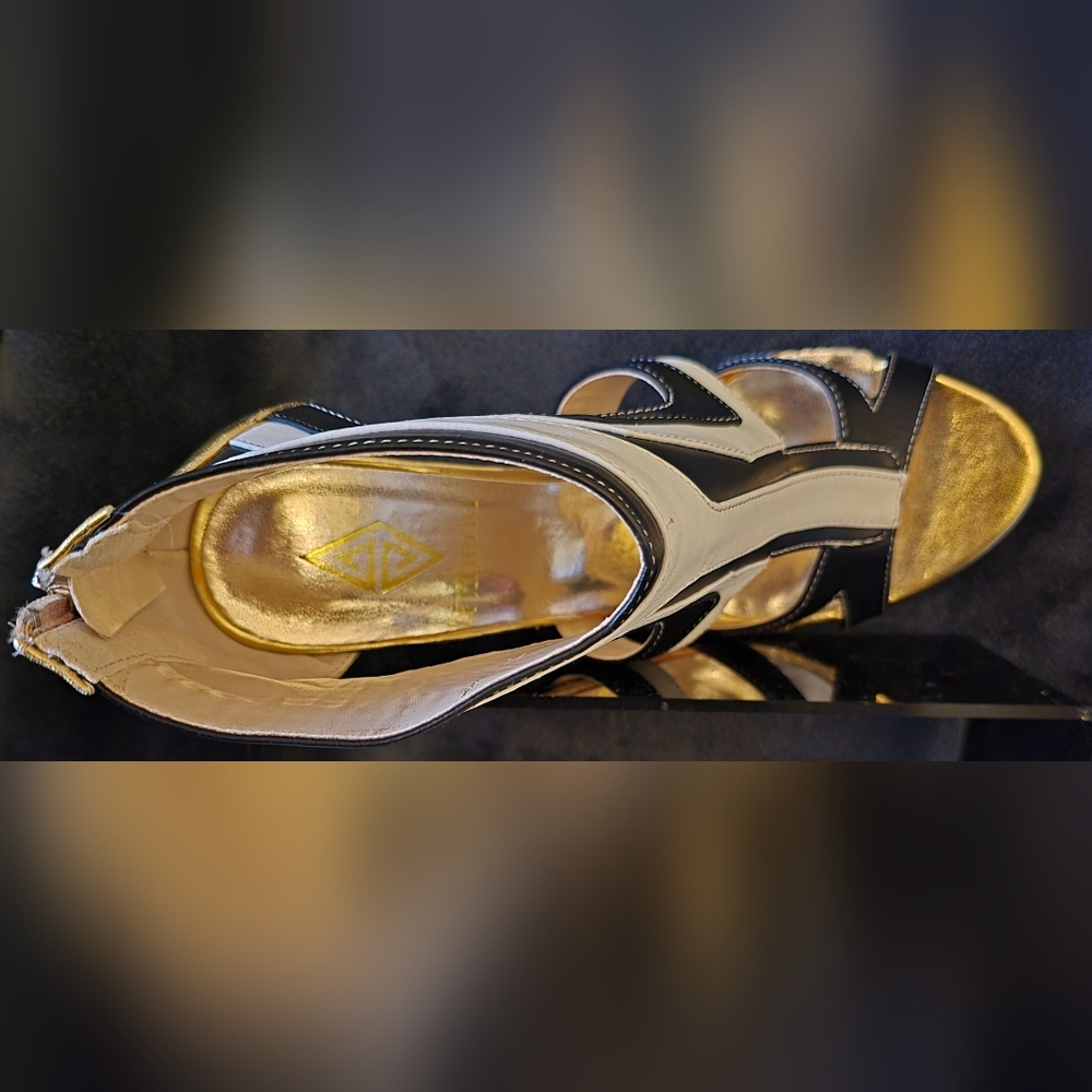 Elise By Athena Black, White & Gold Cutout Stiletto Heel - Picture 11 of 11